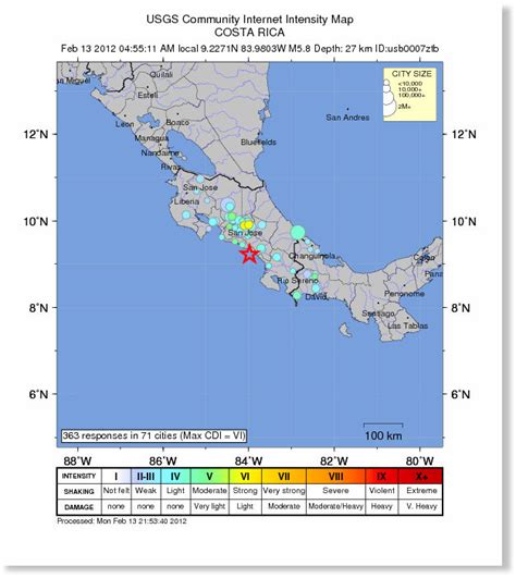 costa rica earthquake magnitude  south  san jose earth  sottnet