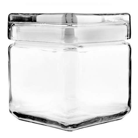 Anchor 85587r Stackable Square Storage Jar 1 Qt Glass Lid