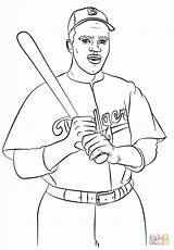 Jackie Robinson Coloring Pages Printable Drawing Worksheets Baseball Color Cartoon History Drawings Kids Printables Famous Mlb Month Dot Crafts sketch template
