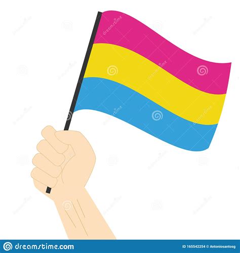 Pansexual Pride Flag In A Form Of Heart With P Symbol Cartoon Vector