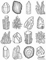 Coloring Crystal Drawing Gem Line Pages Crystals Colouring Printable Gems Drawings Minerals sketch template