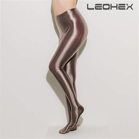 Leohex Satin Glossy Opaque Pantyhose Shiny Wet Look Tights Sexy