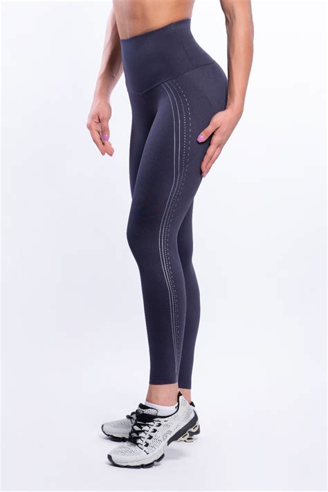 high waist supportive compression leggings for women in grayish navy