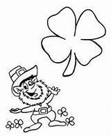 Leaf Four Coloring Clover Happy Leprechaun Clovers Playing Funny Color sketch template