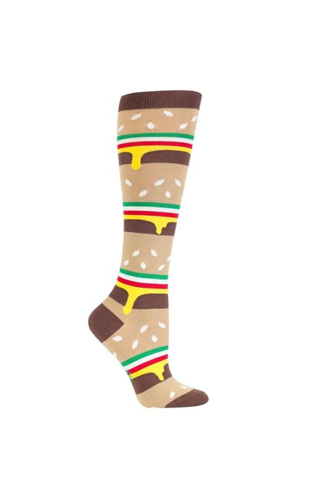 double cheeseburger knee high womens knee high socks funky socks
