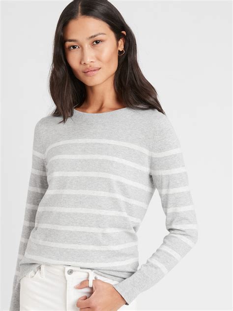 Washable Forever Striped Crew Neck Sweater Banana Republic Factory