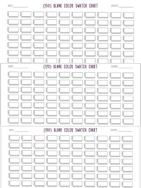 printable  blank color swatch chart template