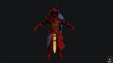 red samurai armor  model
