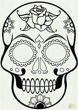 Skull Sugar Coloring Pages Skulls Calavera Printable Drawing Simple Cool Dia Muertos Los Crown Color Dead Pirate Clipart Template Print sketch template