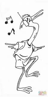 Coloring Egret Cartoon Dancing Pages Egrets Printable Click Designlooter Supercoloring Categories sketch template