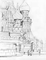Basil Kathedraal Moskou Moscow Basilico Moscou Basilicum Basilic Cathédrale Cattedrale Mosca Moskva Illustrazioni sketch template