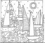 Mandalas Karla Gerard Paisajes Hooking Zomer Primitive Bordar Zentangle Barcos Sailboats Bordado Kleurplaten Alma Primitivo Moeilijke Teppich sketch template