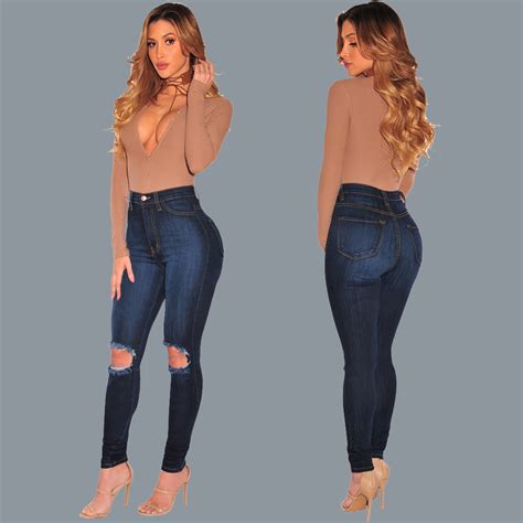 2017 woman holes sexy jeans high waist plus size xxxl jeans women