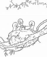 Coloring Pages Birds Bambi Disney Little Worm Nest Sketches Character Color Eating sketch template