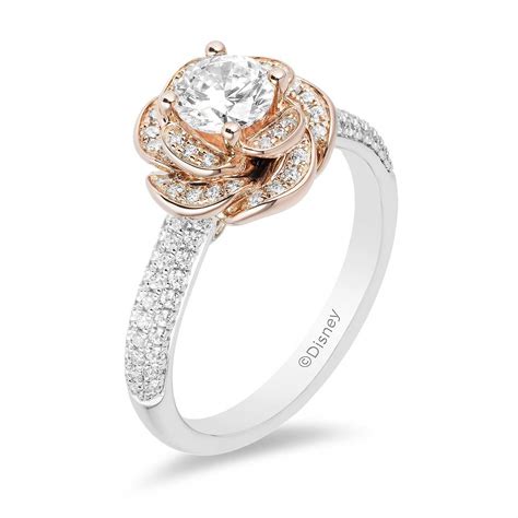 enchanted disney belle   ct tw  brilliant engagement ring  layered flo