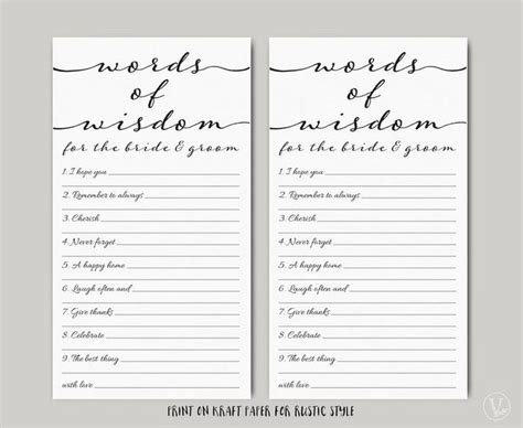 printable advice   bride  groom template wedding etsy