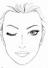 Face Makeup Template Coloring Chart Blank sketch template