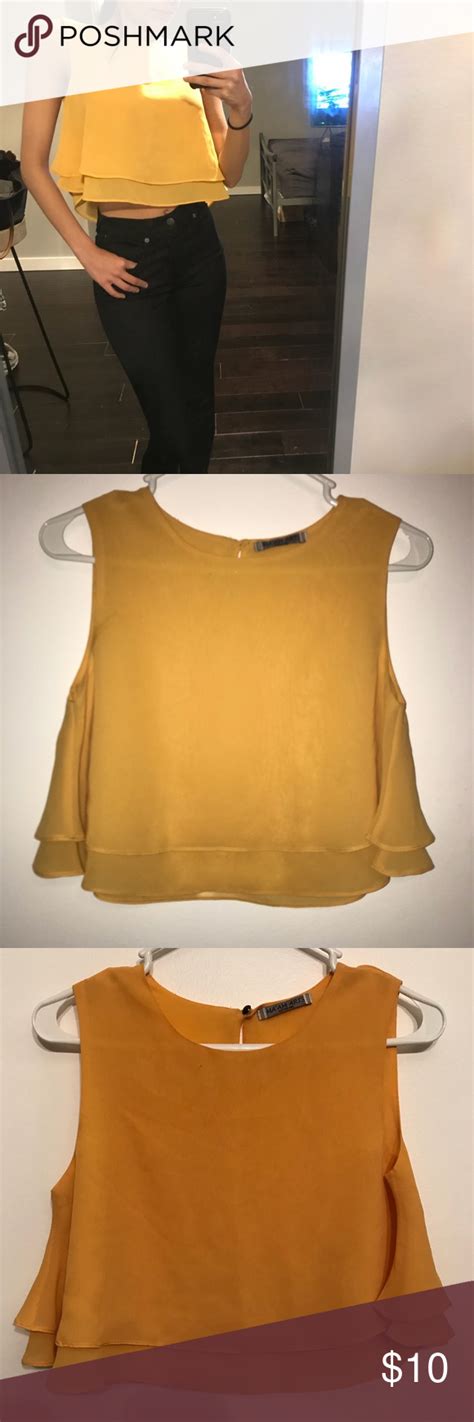 Marigold Yellow Flutter Crop Top Crop Tops Clothes Design Tops
