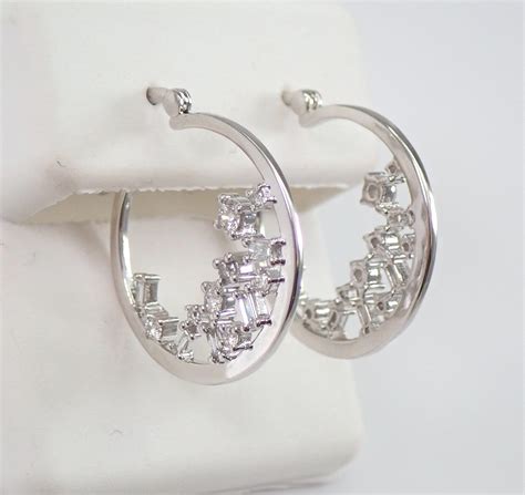 white gold unique diamond hoop earrings diamond hoops huggies gift