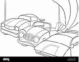 Cars Cartoon Stock Race Alamy Childrens Garage Coloring Boys Illustration Vector Book sketch template