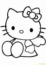 Kitty Hello Coloring Cute Pages Printable Color Print Angel Drawing Kids Cartoon Cartoons Characters Easy Anime Draw Supercoloring Online Categories sketch template