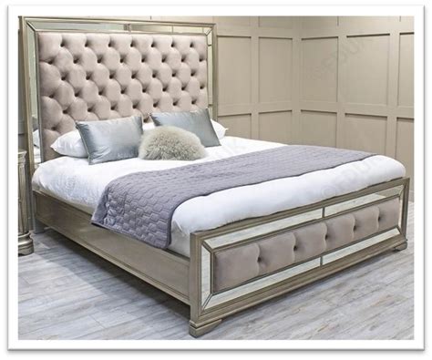 ft super king size bed deep upholstered finish la mirrored range