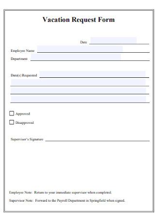 sample vacation request forms   ms word