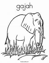 Gajah Elephant Mewarnai Lembar Belalai Huruf Menulis sketch template