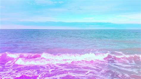ocean  pink  blue  white waves