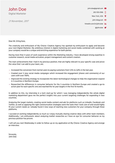 professional cover letter templates