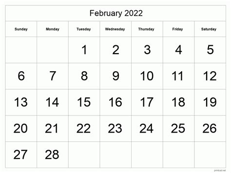 printable february  calendar  printable calendars