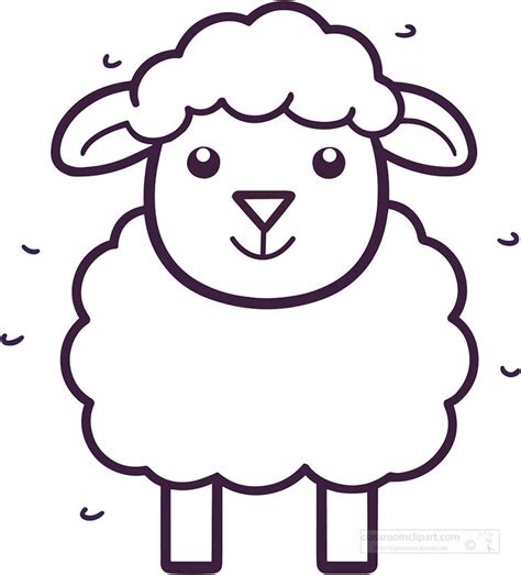 sheep clipart cute smiling sheep vector illustration black outline