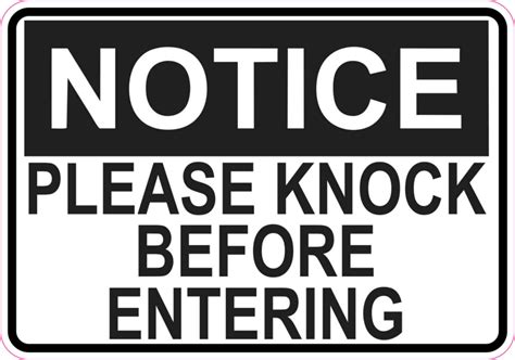 notice  knock  entering magnet door sign