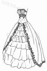 Ball Gown Coloring Pages Dress Wedding Gowns Dresses Fancy Satin Template Fashion Girls Choose Board Designer Beading Organza sketch template