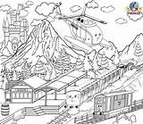 Coloring Pages Train Thomas Helicopter Rescue Station Kids Worksheets Engine Printable Activities Tank Friends Drawing Clarabel Annie Colouring Fire Harold sketch template