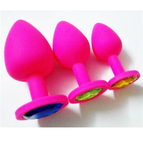 2017 newest style small middle big butt bullet adult sexy toy silicone anal plug plated jeweled