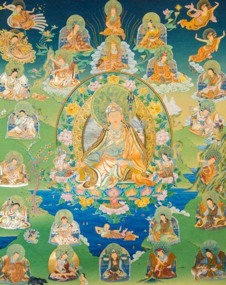 guru rinpoche with mahasiddhas and dakinis thangka ioe ~ dakini as art
