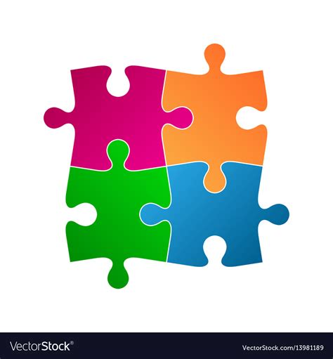 colored puzzle pieces abstract symbol icon vector image