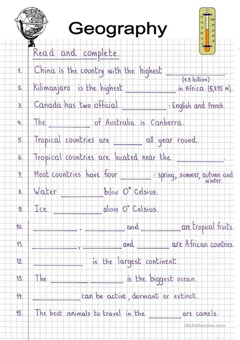 geography worksheet    geography worksheets