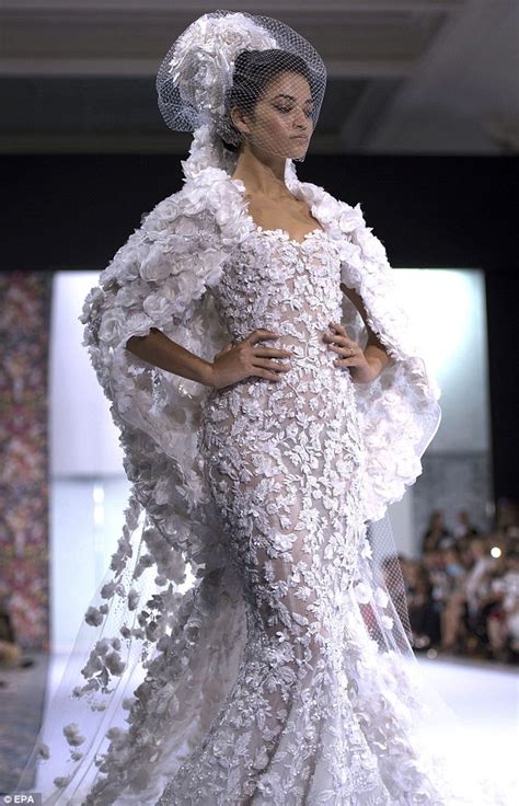 Shanina Shaik Models Bridal Couture At Paris Fashion Week