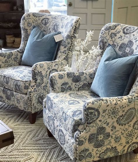 modern farmhouse chairs blue furniture living room french cottage living room wingback chair