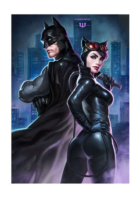 Batman Batman And Catwoman Premium Art Print By Alex