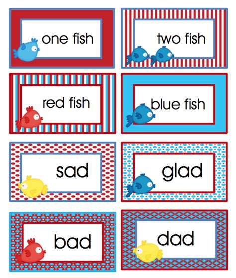 rhyming word cards preschool printables