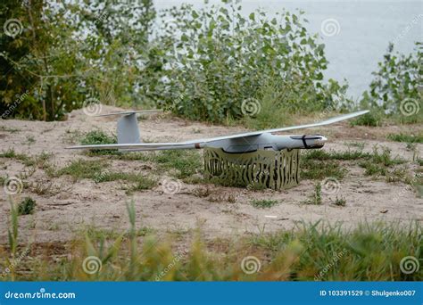 preparing  army drones   mission reconnaissance aircraft   wild stock image