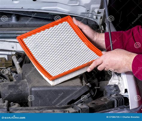 automobile engine air fileter checked stock image image  work mechanic