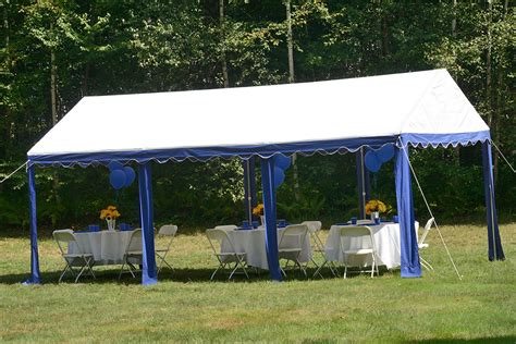 party tent  leg galvanized steel frame bluewhite cover shelters   england