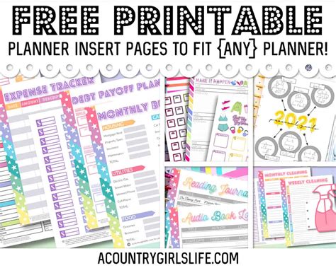 printable planner inserts  printable templates