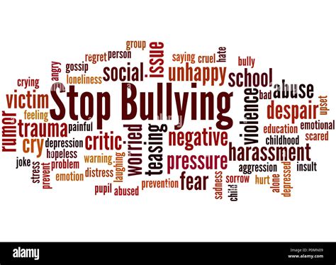 stop bullying word cloud concept  white background stock photo alamy