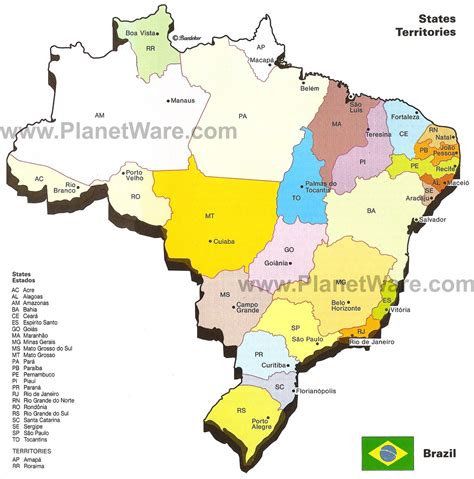 Map Of Brazil States And Major Citites Planetware