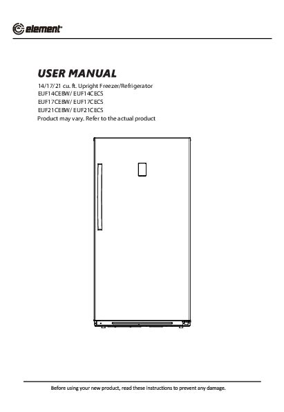 Element Euf14cebw Upright Freezer User Manual